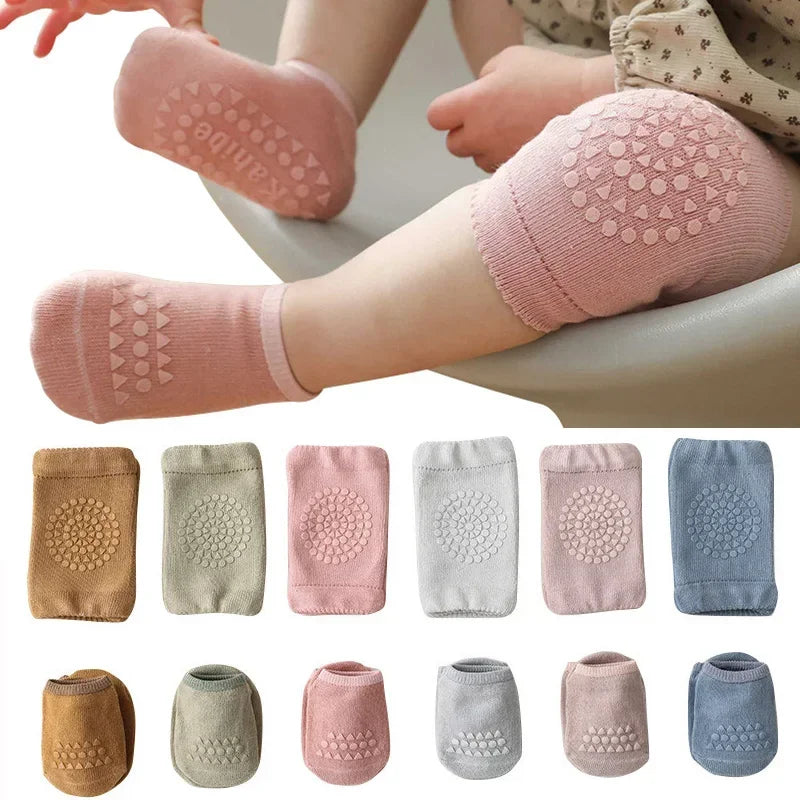 CrawlSafe Baby Knee Pads & Socks - Protect Delicate Knees & Feet While Crawling